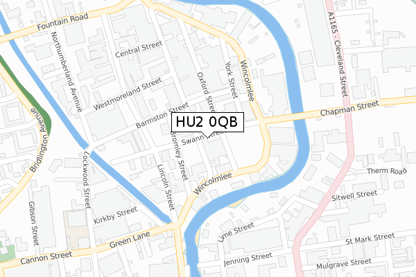 HU2 0QB map - large scale - OS Open Zoomstack (Ordnance Survey)