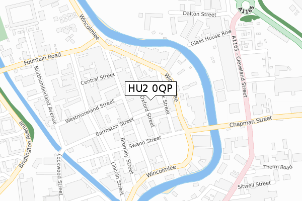 HU2 0QP map - large scale - OS Open Zoomstack (Ordnance Survey)