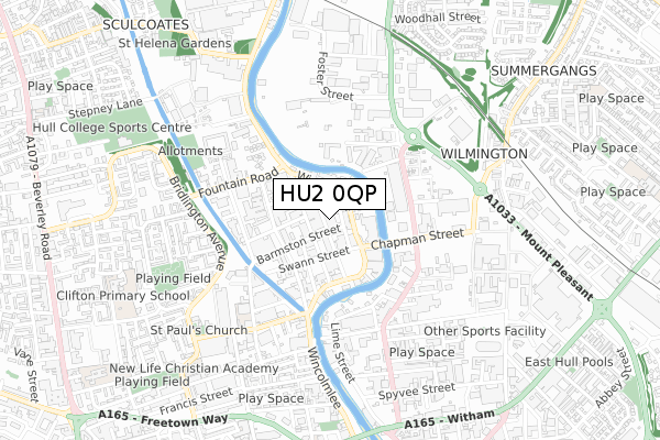 HU2 0QP map - small scale - OS Open Zoomstack (Ordnance Survey)