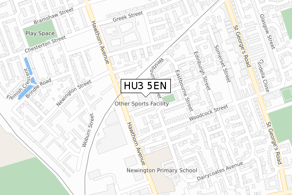 HU3 5EN map - large scale - OS Open Zoomstack (Ordnance Survey)