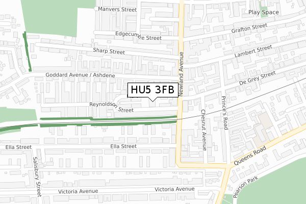 HU5 3FB map - large scale - OS Open Zoomstack (Ordnance Survey)