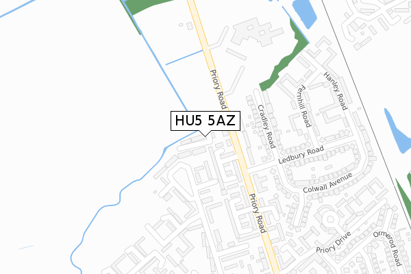 HU5 5AZ map - large scale - OS Open Zoomstack (Ordnance Survey)