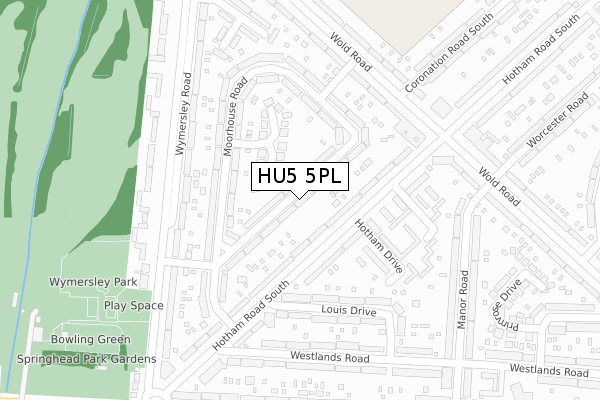 HU5 5PL map - large scale - OS Open Zoomstack (Ordnance Survey)