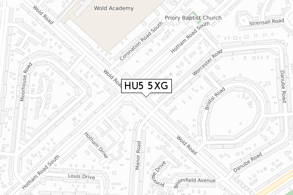 HU5 5XG map - large scale - OS Open Zoomstack (Ordnance Survey)