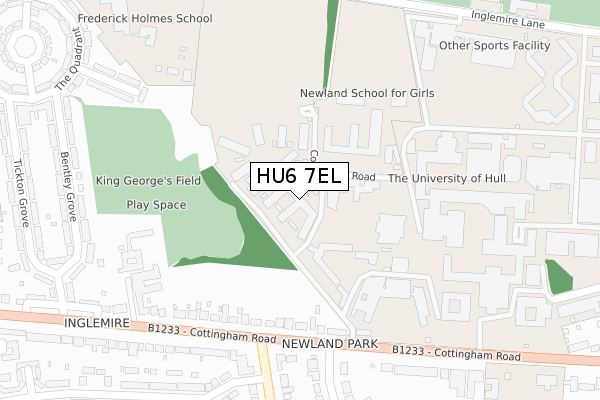 HU6 7EL map - large scale - OS Open Zoomstack (Ordnance Survey)