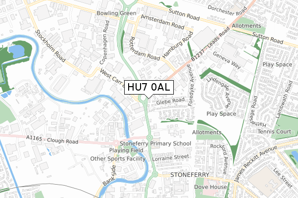 HU7 0AL map - small scale - OS Open Zoomstack (Ordnance Survey)