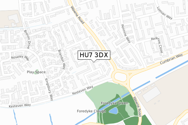 HU7 3DX map - large scale - OS Open Zoomstack (Ordnance Survey)
