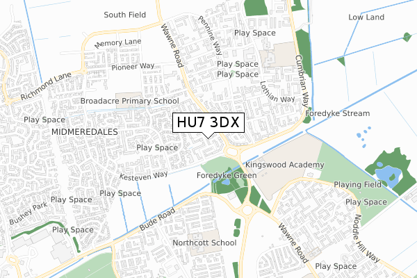 HU7 3DX map - small scale - OS Open Zoomstack (Ordnance Survey)