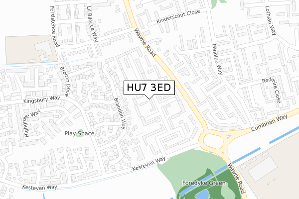 HU7 3ED map - large scale - OS Open Zoomstack (Ordnance Survey)