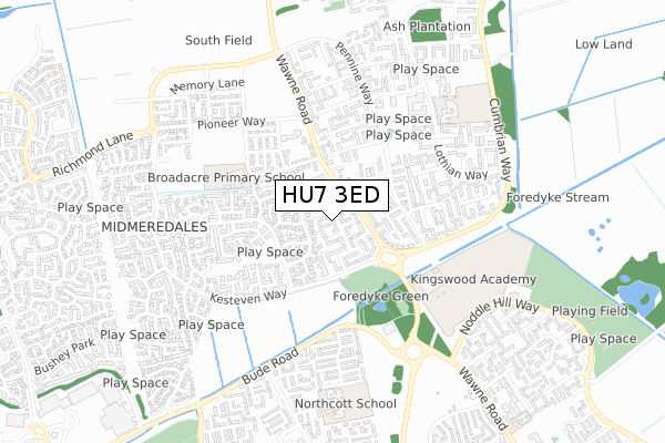 HU7 3ED map - small scale - OS Open Zoomstack (Ordnance Survey)