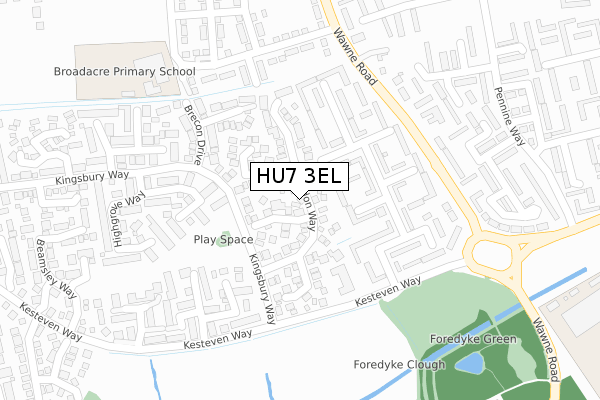 HU7 3EL map - large scale - OS Open Zoomstack (Ordnance Survey)