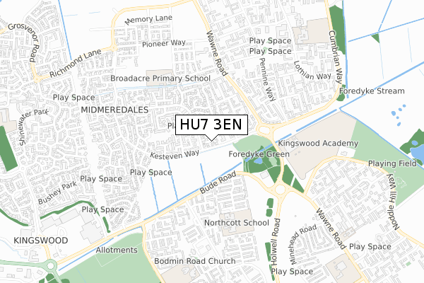 HU7 3EN map - small scale - OS Open Zoomstack (Ordnance Survey)