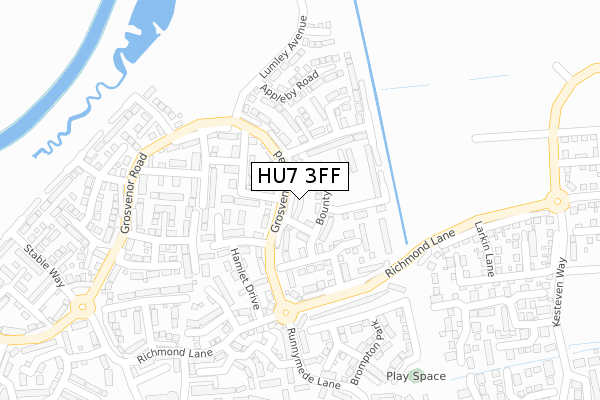 HU7 3FF map - large scale - OS Open Zoomstack (Ordnance Survey)