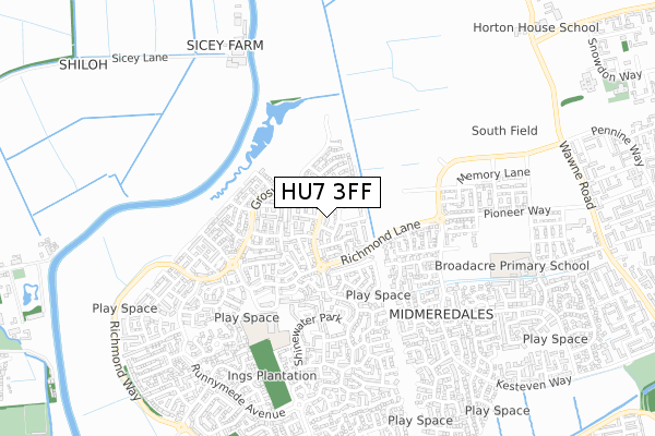 HU7 3FF map - small scale - OS Open Zoomstack (Ordnance Survey)
