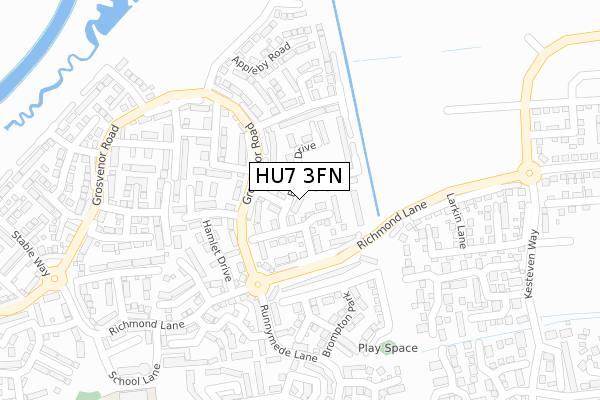 HU7 3FN map - large scale - OS Open Zoomstack (Ordnance Survey)