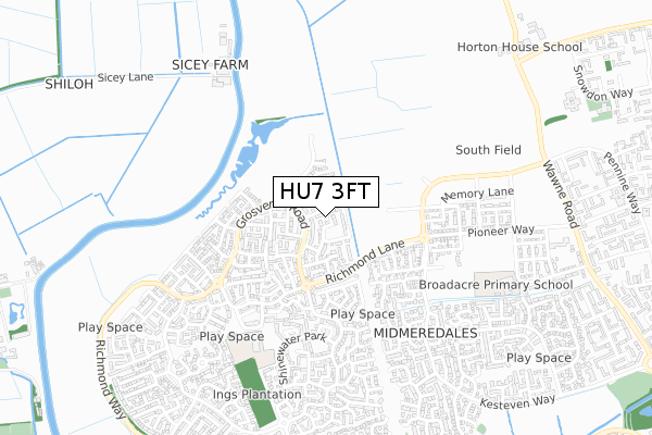 HU7 3FT map - small scale - OS Open Zoomstack (Ordnance Survey)