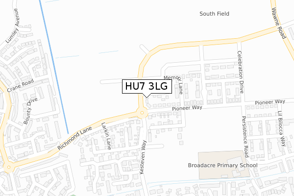 HU7 3LG map - large scale - OS Open Zoomstack (Ordnance Survey)