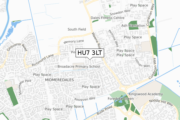 HU7 3LT map - small scale - OS Open Zoomstack (Ordnance Survey)