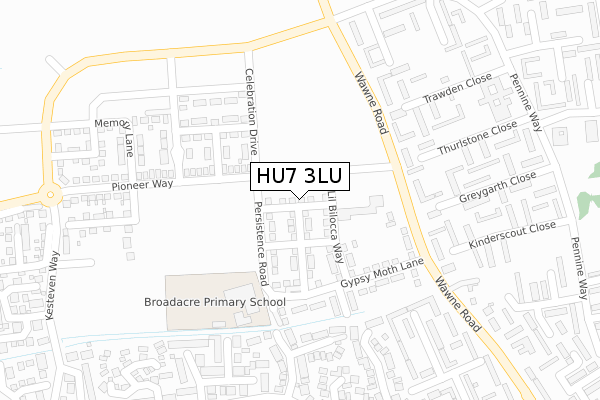 HU7 3LU map - large scale - OS Open Zoomstack (Ordnance Survey)