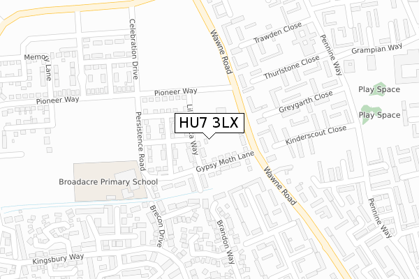 HU7 3LX map - large scale - OS Open Zoomstack (Ordnance Survey)