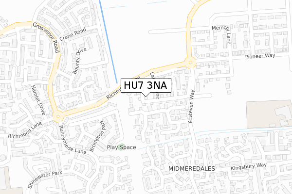 HU7 3NA map - large scale - OS Open Zoomstack (Ordnance Survey)