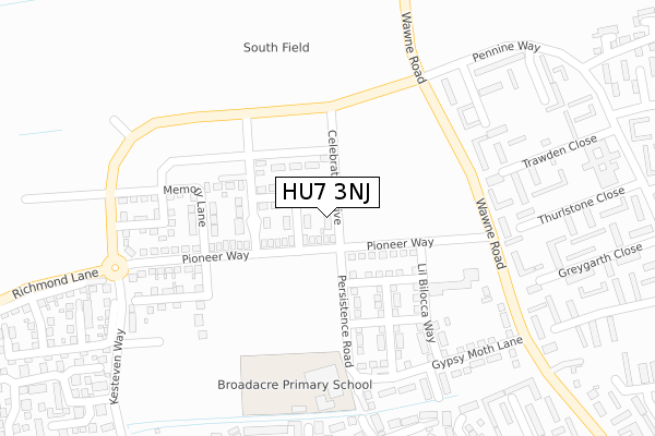 HU7 3NJ map - large scale - OS Open Zoomstack (Ordnance Survey)