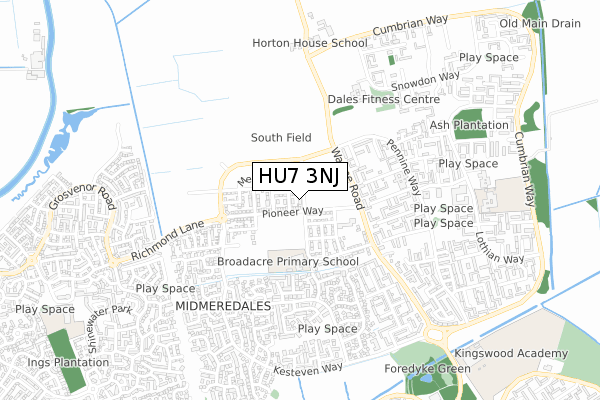 HU7 3NJ map - small scale - OS Open Zoomstack (Ordnance Survey)