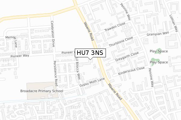 HU7 3NS map - large scale - OS Open Zoomstack (Ordnance Survey)