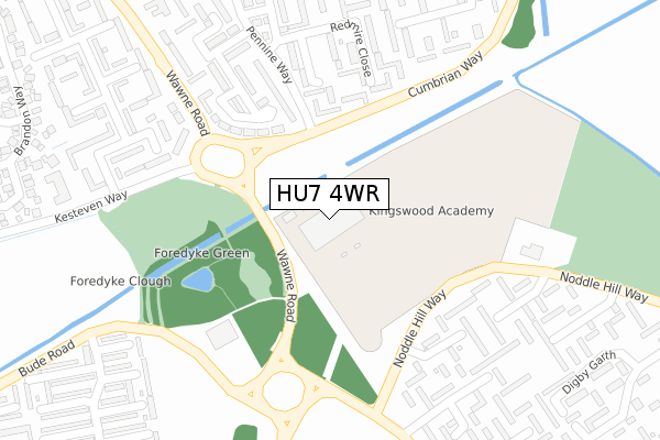 HU7 4WR map - large scale - OS Open Zoomstack (Ordnance Survey)