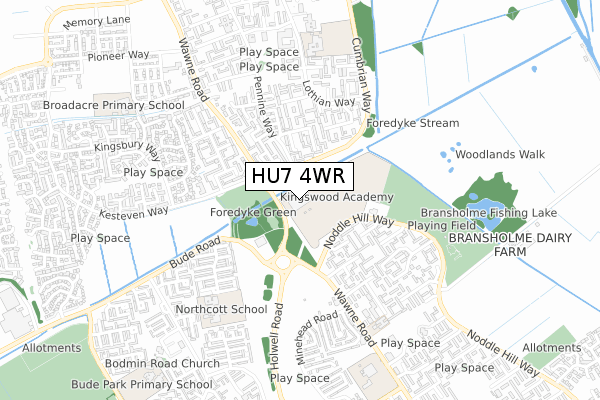 HU7 4WR map - small scale - OS Open Zoomstack (Ordnance Survey)