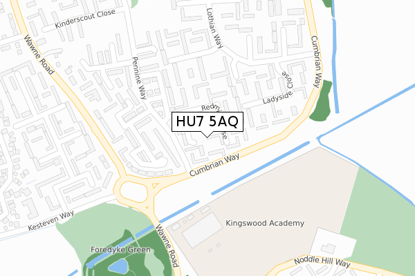 HU7 5AQ map - large scale - OS Open Zoomstack (Ordnance Survey)