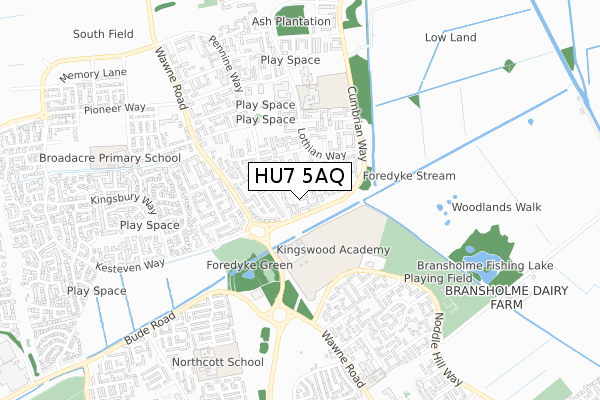 HU7 5AQ map - small scale - OS Open Zoomstack (Ordnance Survey)
