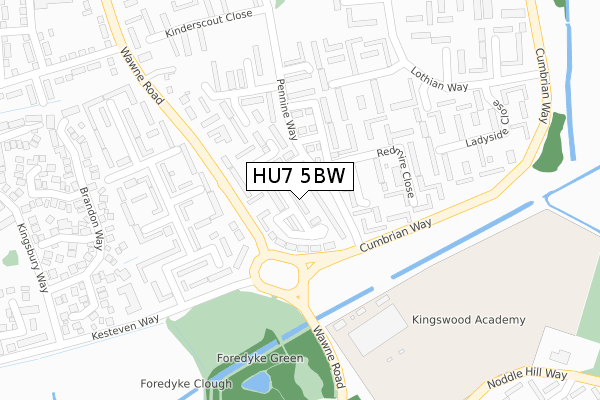 HU7 5BW map - large scale - OS Open Zoomstack (Ordnance Survey)