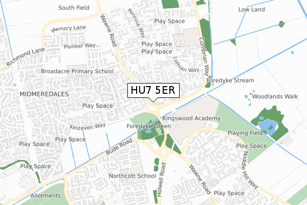 HU7 5ER map - small scale - OS Open Zoomstack (Ordnance Survey)