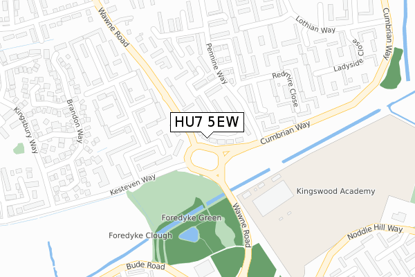 HU7 5EW map - large scale - OS Open Zoomstack (Ordnance Survey)