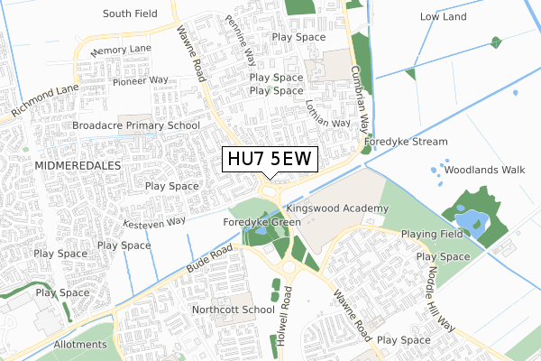 HU7 5EW map - small scale - OS Open Zoomstack (Ordnance Survey)