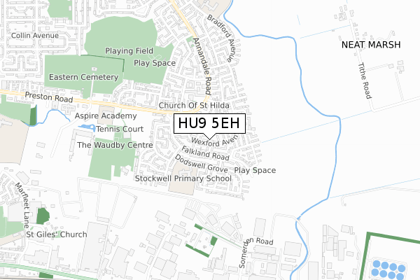 HU9 5EH map - small scale - OS Open Zoomstack (Ordnance Survey)
