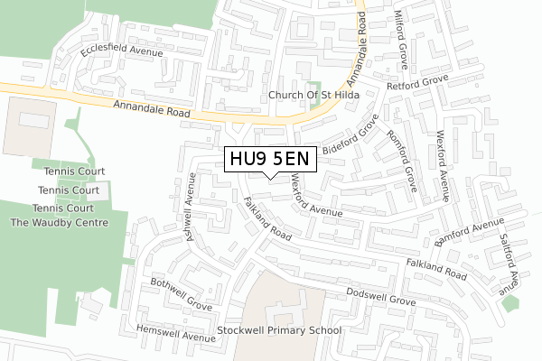 HU9 5EN map - large scale - OS Open Zoomstack (Ordnance Survey)