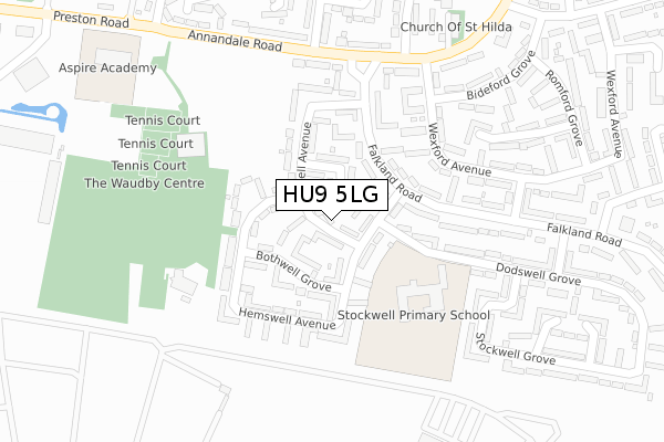 HU9 5LG map - large scale - OS Open Zoomstack (Ordnance Survey)