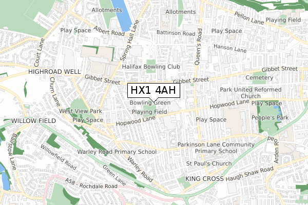 HX1 4AH map - small scale - OS Open Zoomstack (Ordnance Survey)