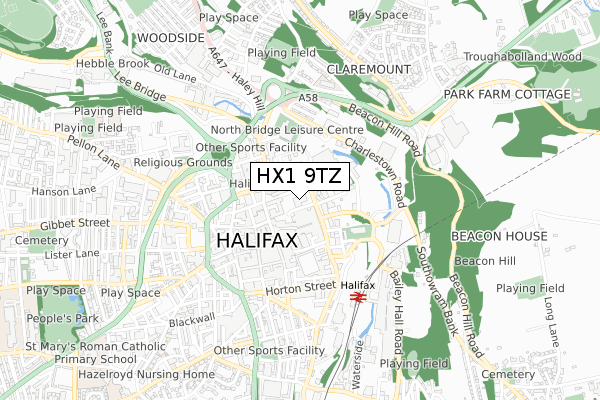 HX1 9TZ map - small scale - OS Open Zoomstack (Ordnance Survey)