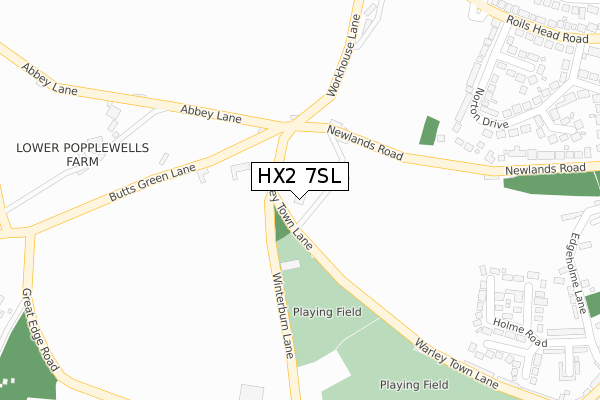 HX2 7SL map - large scale - OS Open Zoomstack (Ordnance Survey)