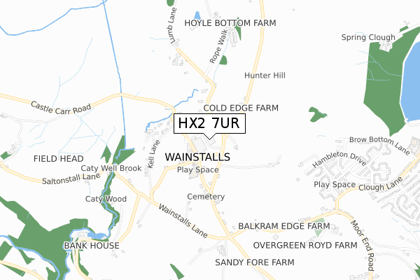 HX2 7UR map - small scale - OS Open Zoomstack (Ordnance Survey) HX2 7UR map - small scale - OS Open Zoomstack (Ordnance Survey)