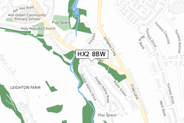 HX2 8BW map - large scale - OS Open Zoomstack (Ordnance Survey) HX2 8BW map - large scale - OS Open Zoomstack (Ordnance Survey)