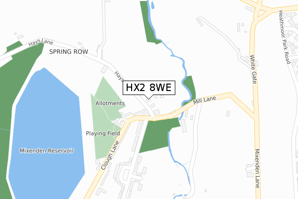 HX2 8WE map - large scale - OS Open Zoomstack (Ordnance Survey)