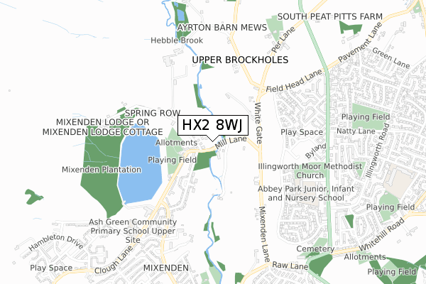 HX2 8WJ map - small scale - OS Open Zoomstack (Ordnance Survey) HX2 8WJ map - small scale - OS Open Zoomstack (Ordnance Survey)