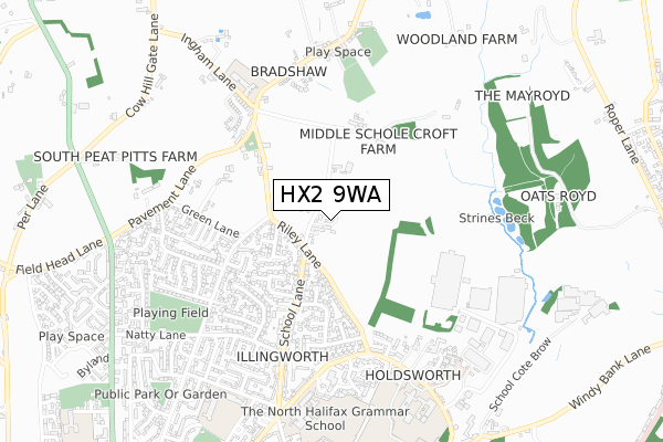 HX2 9WA map - small scale - OS Open Zoomstack (Ordnance Survey) HX2 9WA map - small scale - OS Open Zoomstack (Ordnance Survey)
