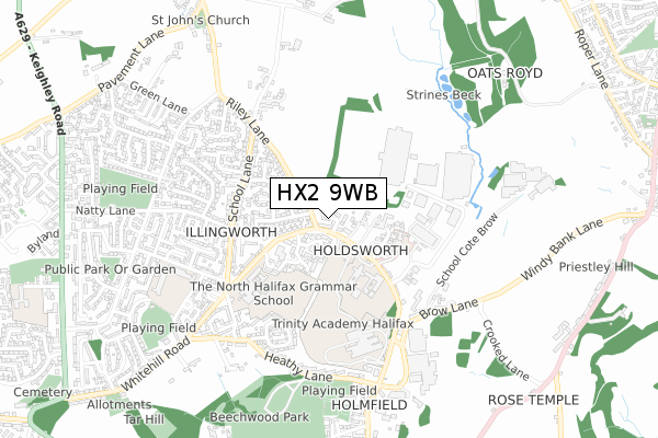 HX2 9WB map - small scale - OS Open Zoomstack (Ordnance Survey) HX2 9WB map - small scale - OS Open Zoomstack (Ordnance Survey)