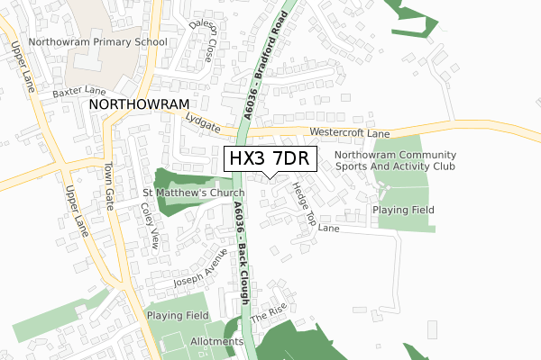 HX3 7DR map - large scale - OS Open Zoomstack (Ordnance Survey)