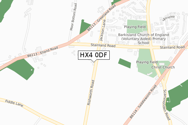 HX4 0DF map - large scale - OS Open Zoomstack (Ordnance Survey)